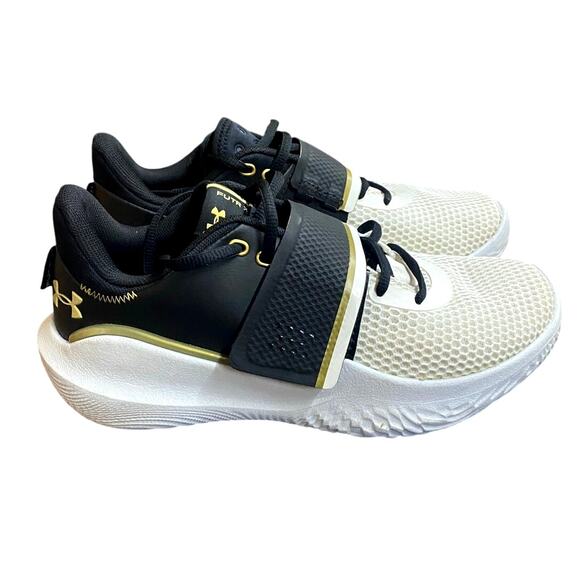 Under Armor Flow Futr X 2 Basketball Shoes Unisex M8.5 W10 White Black Gold - Picture 2 of 9